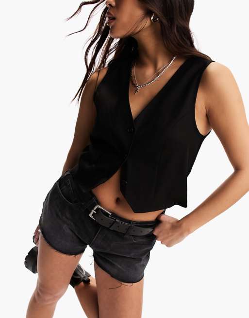 COLLUSION jersey double lined bandeau top in black