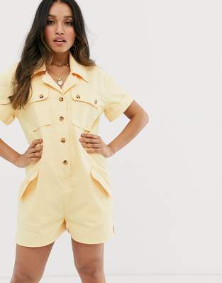 yellow denim playsuit