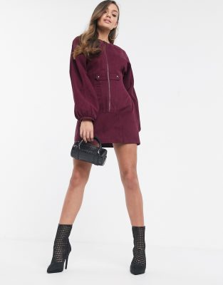 burgundy denim dress