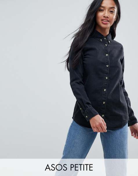 ASOS DESIGN Petite denim shirt in washed black