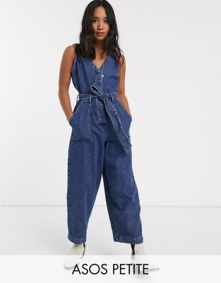 petite denim jumpsuit