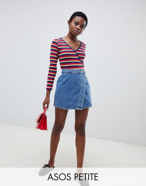 Asos design 2025 denim wrap skirt