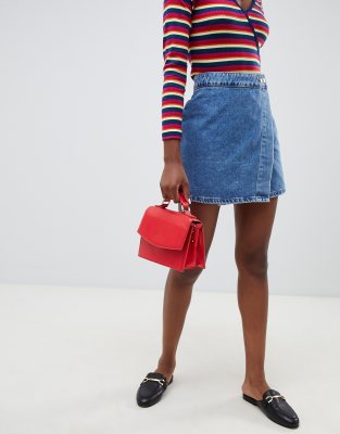 asos denim wrap skirt