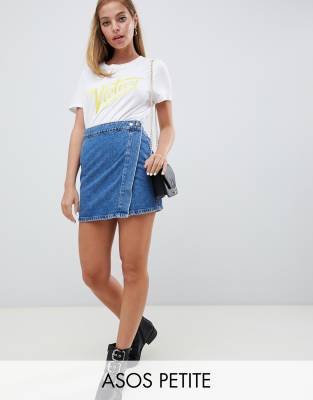 asos denim wrap skirt