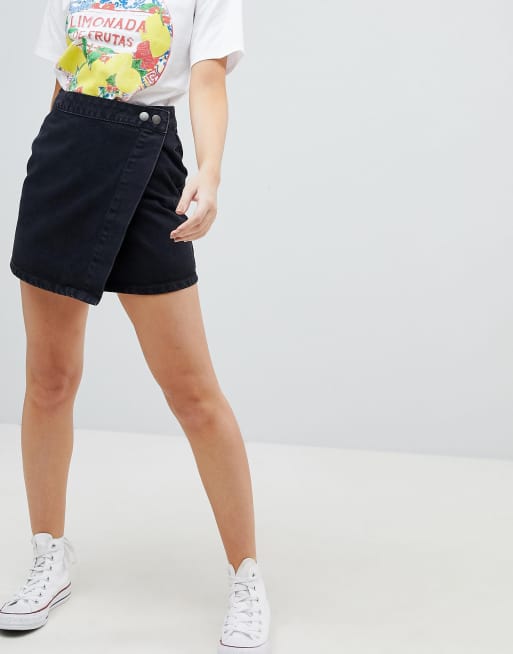 Asos denim best sale wrap skirt