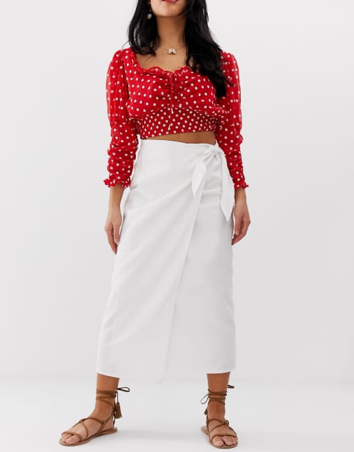 Asos design clearance denim wrap skirt