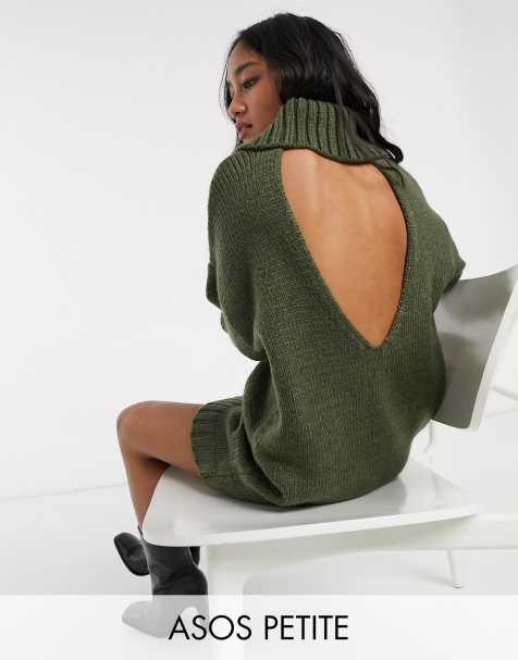 ASOS DESIGN Petite – Dickes Minikleid mit Rollkragenpullover und Rückenausschnitt