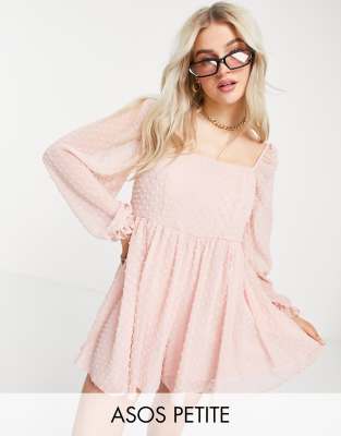 ASOS DESIGN petite dobby playsuit in pink - ASOS Price Checker