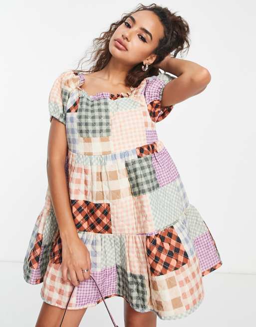 Patchwork jurk hot sale