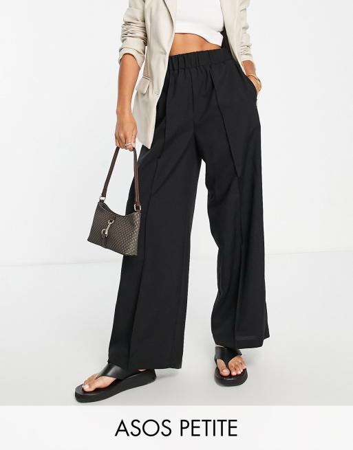 ASOS DESIGN Petite – Dopasowane czarne spodnie z elastyczna talią