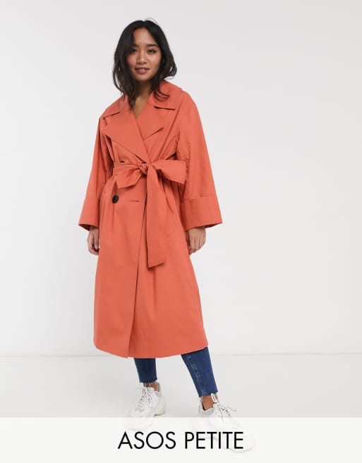 ASOS Oversized Croc Trench Coat in Orange