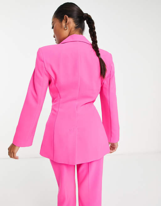 Pink Women Suits Plus Bright Double Breasted Formal Casual Party Suits For  Women