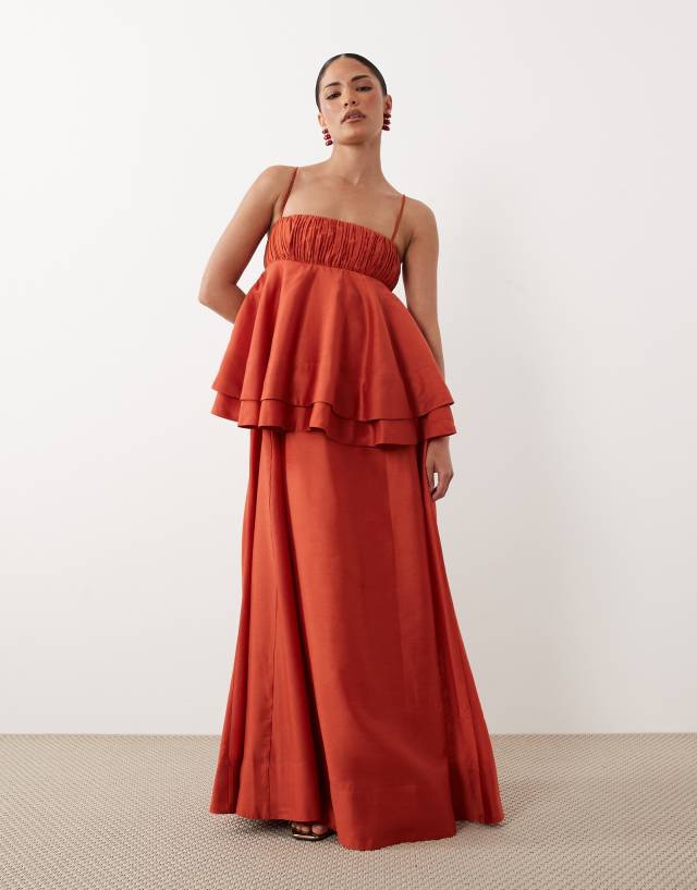 double layered mini dress in rust ASOS Design - Maxi - Women - Polyester/Cotton - 4 US Cost $19.85