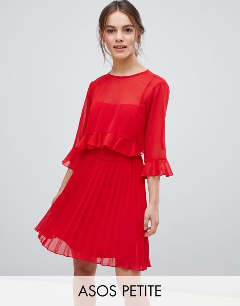 ASOS DESIGN Petite double layer pleated mini dress