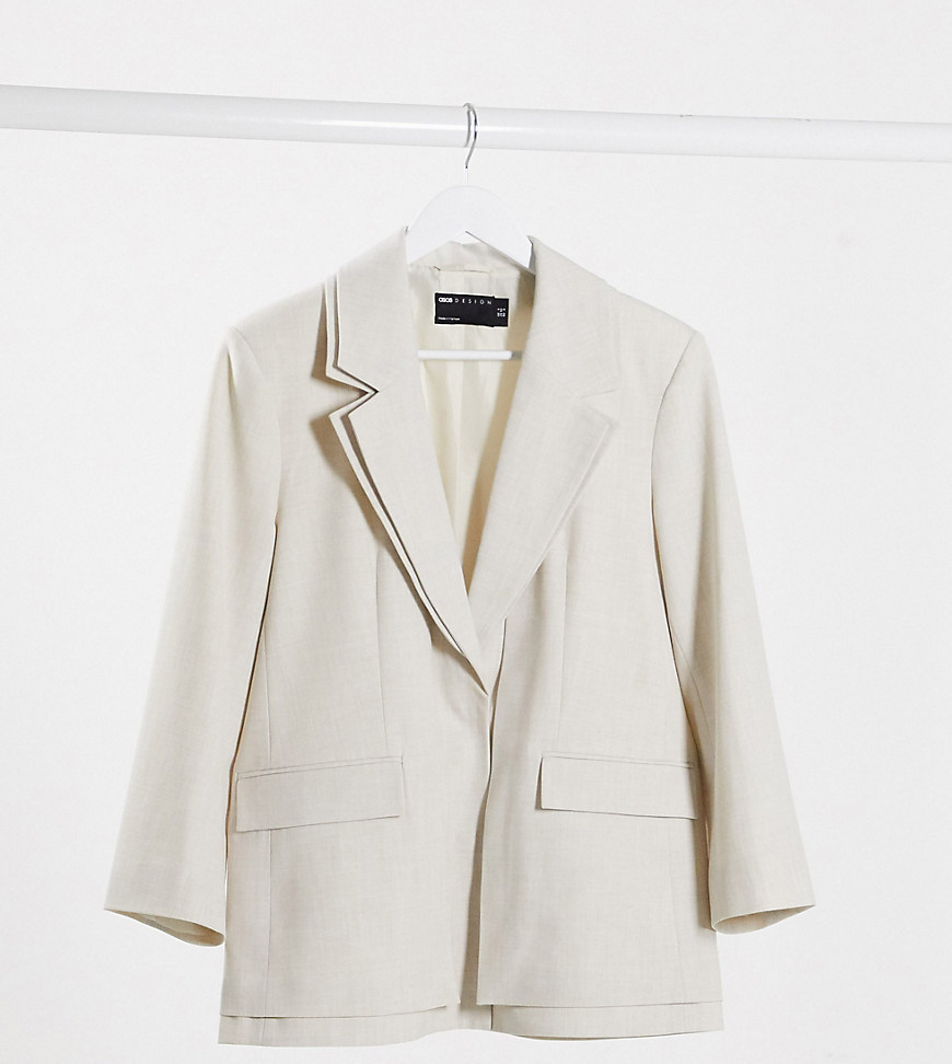 ASOS DESIGN Petite double layered jacket in natural-Neutral