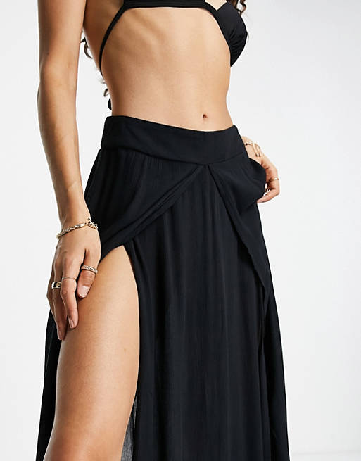 Women Petite double split beach sarong skirt 