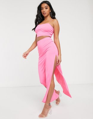 double thigh split maxi skirt