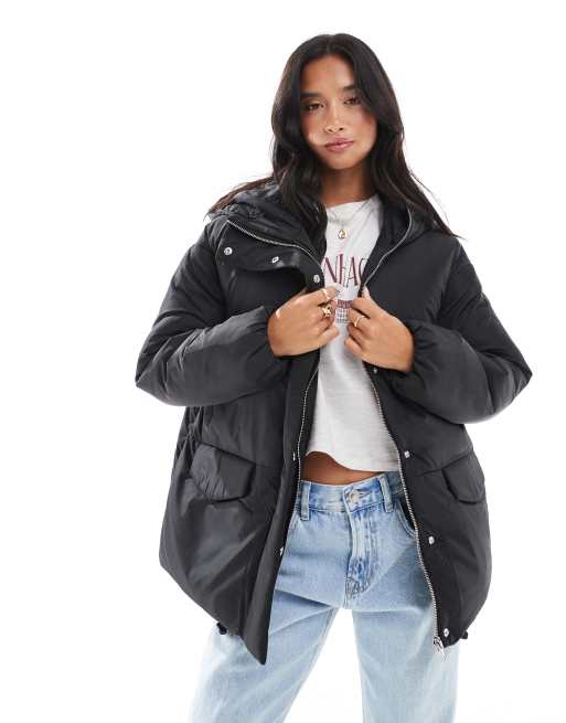 ASOS DESIGN Petite Doudoune oversize à capuche Noir ASOS