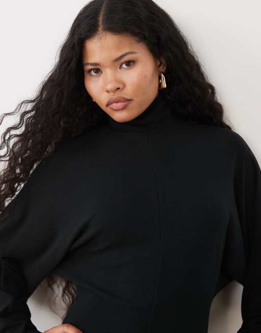 ASOS DESIGN Petite drape batwing mini dress in black, 3 of 4