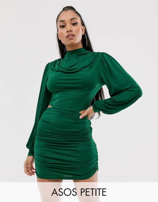 asos design cowl back strappy drape midaxi in olive