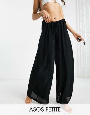 NWT ASOS Design Flowy Women's Jersey Palazzo Beach Pants Tall Black Size 12  - Helia Beer Co