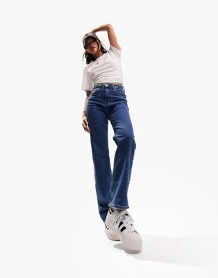 ASOS DESIGN Petite easy straight jeans in mid blue - ASOS Price Checker