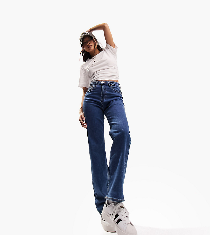ASOS DESIGN Petite easy straight jeans in mid blue