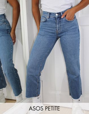 Jeans DESIGN Petite - Effortless - Jean évasé court stretch taille haute - Délavage vintage moyen