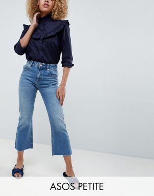 ASOS DESIGN Petite – Egerton – cropped vide jeans i vintage mid wash-Blå