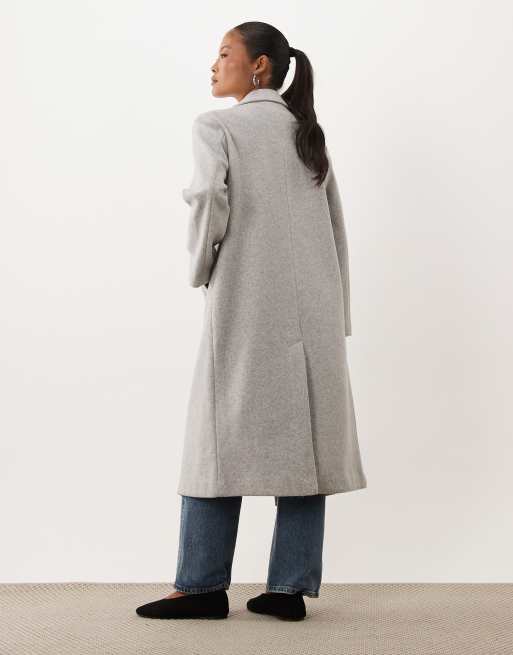 ASOS DESIGN Petite einreihiger Mantel zum Überziehen in Hellgrau, 2 von 4