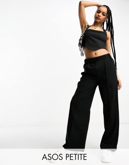 Wide Leg Pant - Black, Relaxed Fit, Elastic Waistband