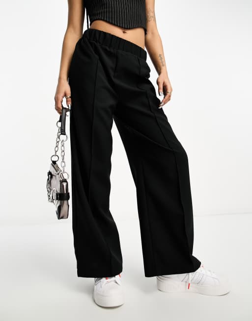 Wide-leg tailored trousers with elasticated waistband - Women