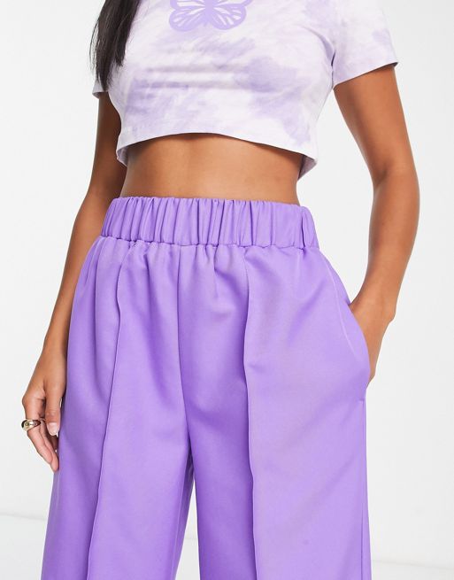 ASOS DESIGN Petite relaxed suit pants in purple
