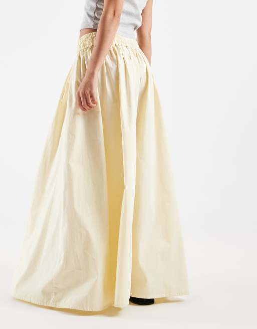 ASOS DESIGN Petite elasticated waist volume midi skirt in buttermilk, 5 of 5