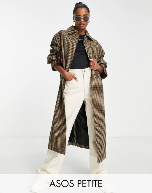 ASOS DESIGN Petite - Elegant boyfriend-frakke med tern i uldblanding