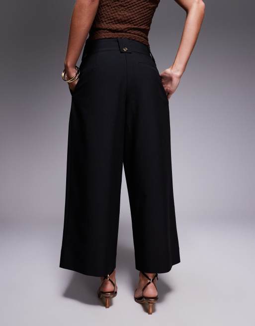 ASOS DESIGN Petite - Elegante enkellange broek met lusjes in de taille in zwart, 5 van 5
