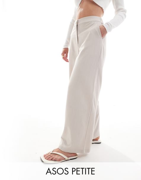 ASOS DESIGN Petite – Elegante Hose in Stein mit lockerem, geradem Schnitt - view 1