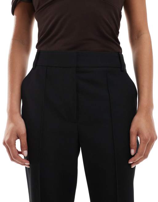 ASOS DESIGN Petite - Elegante smalle enkellange rechte broek in zwart, 4 van 5