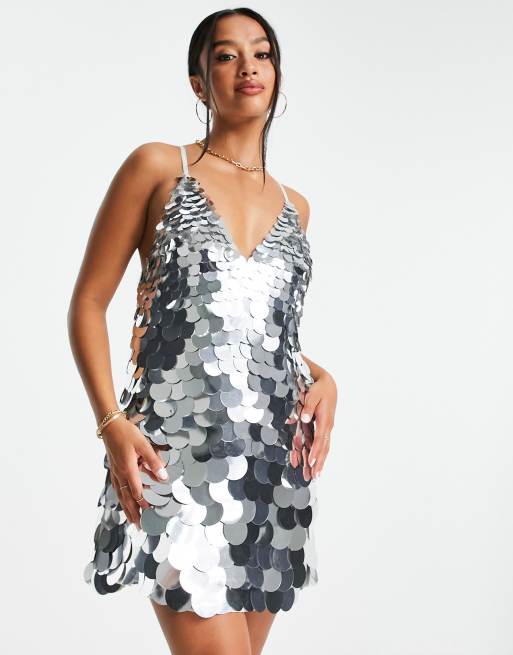 Silver sequin 2025 dress asos