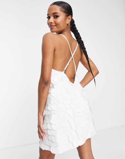 Asos white sale embellished dress