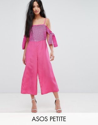 petite cold shoulder jumpsuit