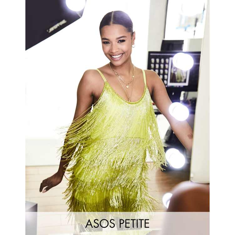 Asos yellow sale fringe dress