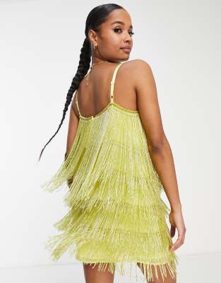 Yellow fringe 2024 dress zara