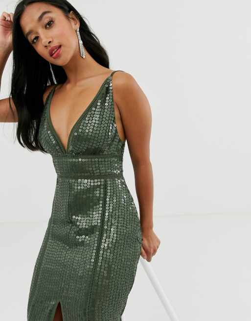 Asos design tall sequin maxi dress with ladder trim sale