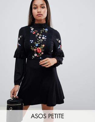 asos petite embroidered dress