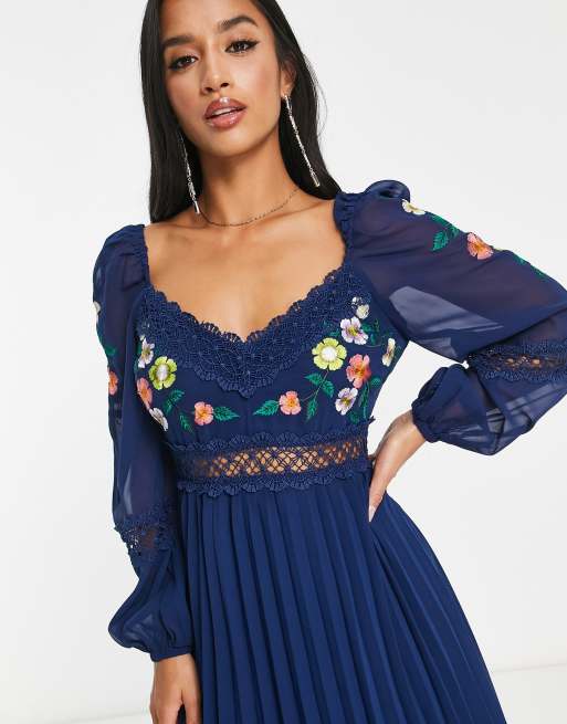 Asos design lace and pleat midi dress best sale