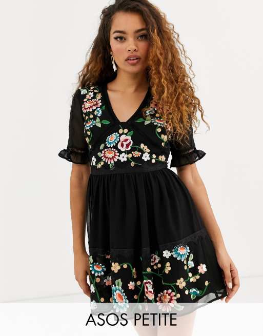 Asos embroidered shop mini dress