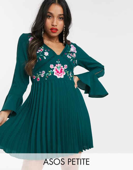 Asos green cheap embroidered dress