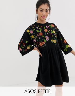 asos petite embroidered dress