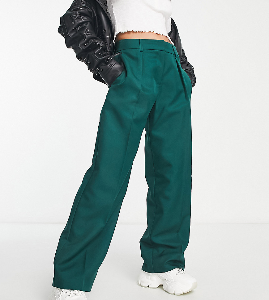 Asos Petite Asos Design Petite Everyday Slouchy Boy Pants In Dark Green